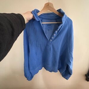 Aerie slouchy Vibrant Blue half button down sweatshirt